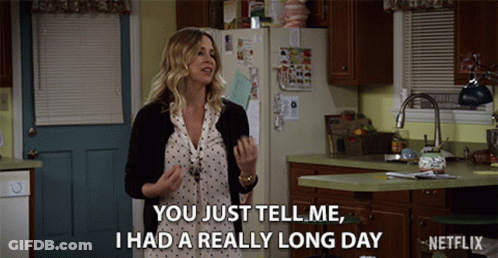 Woman In Kitchen Says You Just Tell Me I Had A Really Long Day GIF