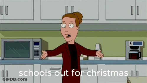 Woman In Kitchen Schools Out For Christmas GIF
