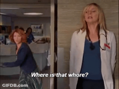 Woman In Lab Coat Asking Where Is That Whore GIF