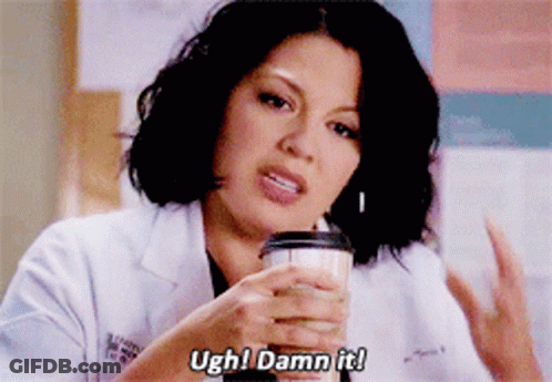 Woman In Lab Coat Holding Coffee Says Ugh Damn It GIF