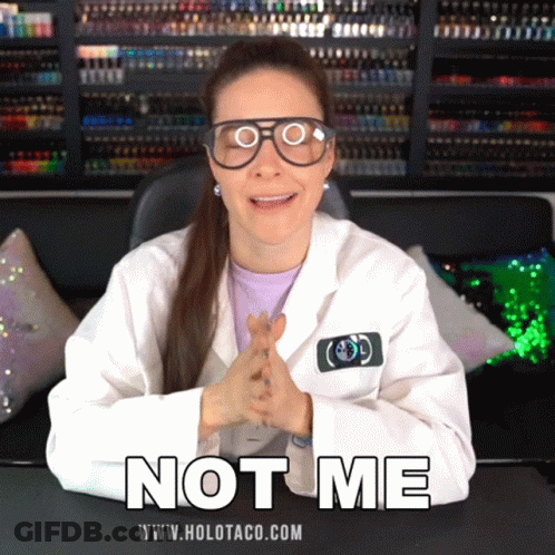 Woman In Lab Coat Saying Not Me GIF