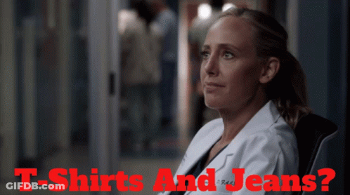 Woman In Lab Coat Saying T-Shirts And Jeans GIF