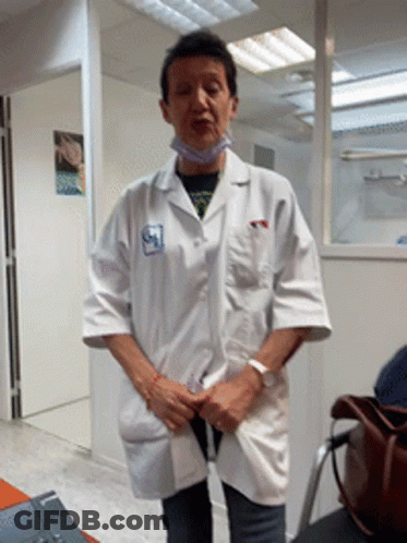Woman In Lab Coat With AI Sticker GIF