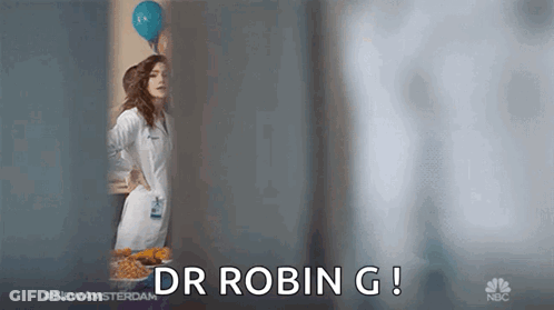 Woman In Lab Coat With Balloons Dr Robin G GIF