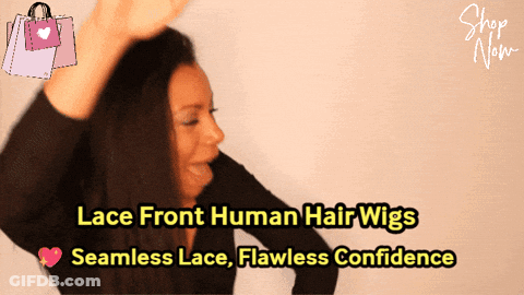 Woman In Lace Front Human Hair Wig With Seamless Lace GIF