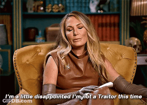 Woman In Leather Dress Saying I'm A Little Disappointed I'm Not A Traitor GIF