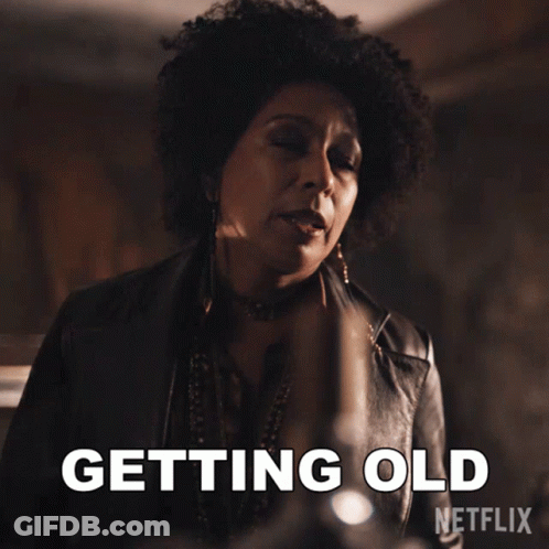 Woman In Leather Jacket Aging GIF