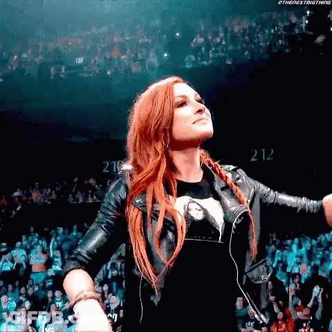 Woman In Leather Jacket In Front Of Crowd 212 GIF