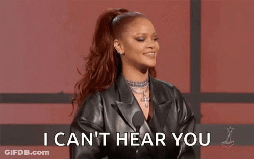 Woman In Leather Jacket Making Funny Face Saying I Can't Hear You GIF