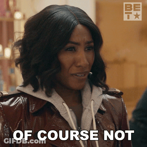 Woman In Leather Jacket Saying Of Course Not GIF