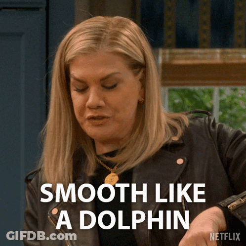 Woman In Leather Jacket Saying Smooth Like A Dolphin GIF