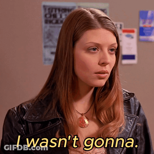Woman In Leather Jacket Says I Wasn't Gonna GIF