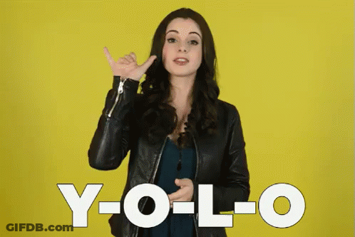 Woman In Leather Jacket Says YOLO GIF