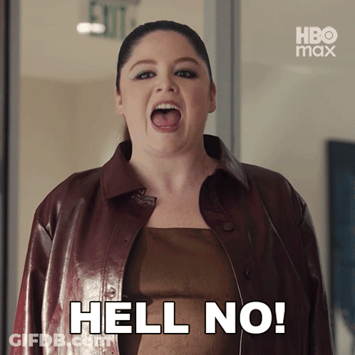 Woman In Leather Jacket Screaming Hell No GIF
