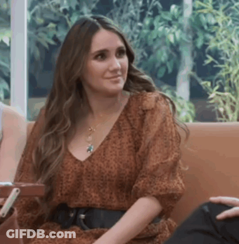 Woman In Leopard Print Dress Sitting On Couch With Man GIF