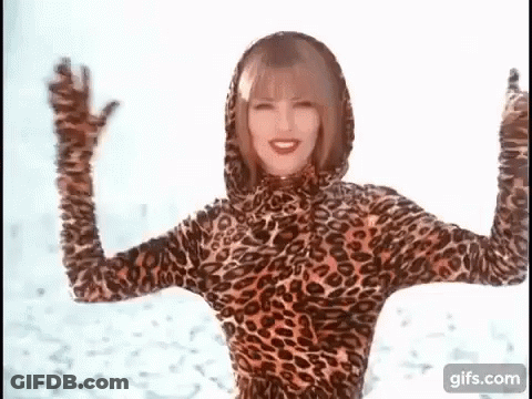 Woman In Leopard Print Outfit With Gloves GIF