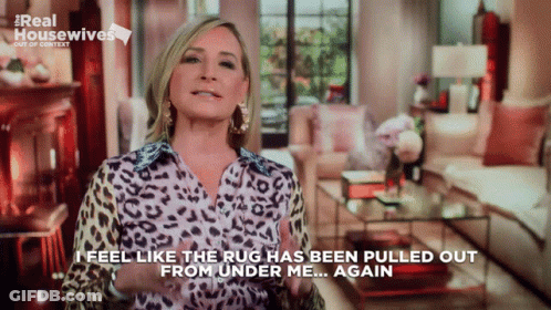 Woman In Leopard Print Shirt I Feel Like The Rug Has Been Pulled Out Again GIF