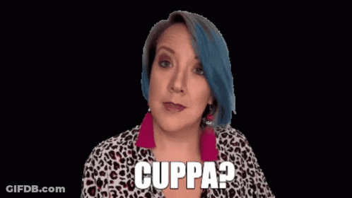 Woman In Leopard Print Shirt Says Cuppa GIF