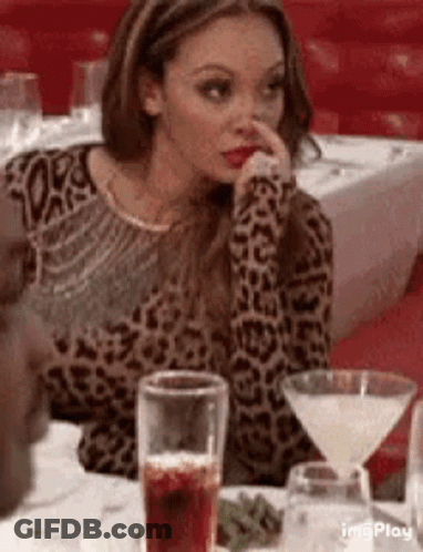 Woman In Leopard Print Shirt With Martini GIF