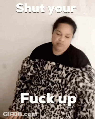 Woman In Leopard Print Sweater Says Shut Your Fuck Up GIF