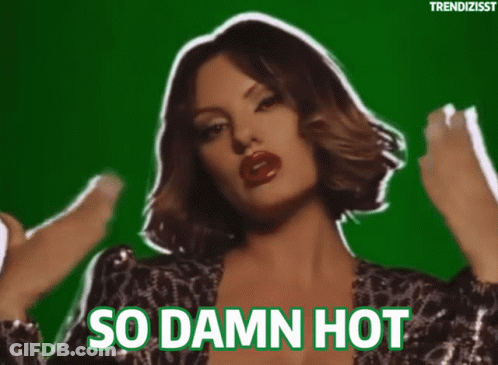 Woman In Leopard Print Top Saying So Damn Hot GIF