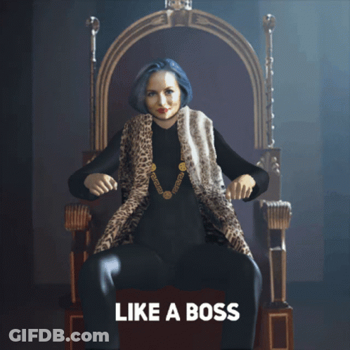 Woman In Leopard Print Vest On Throne Like A Boss GIF