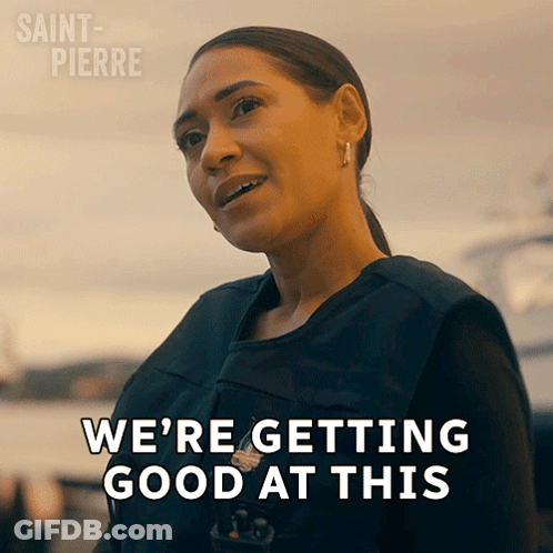 Woman In Life Vest Saying We're Getting Good At This GIF