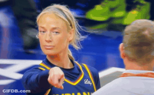 Woman In Lilly Jersey Pointing GIF