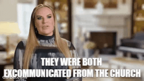 Woman In Living Room They Were Both Excommunicated From The Church GIF