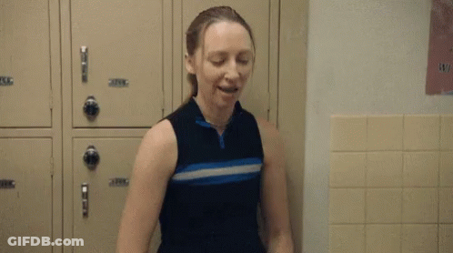 Woman In Locker Room Saying I'm On A Hunger Strike GIF