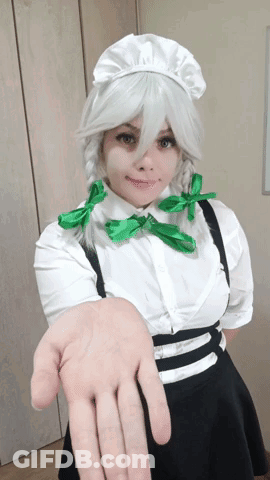 Woman In Maid Costume Reaching Out GIF