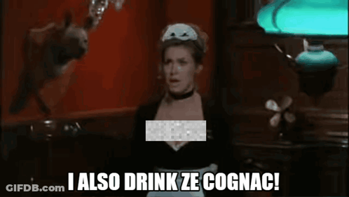 Woman In Maid Costume Saying I Also Drink Ze Cognac GIF