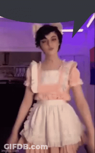 Woman In Maid Costume With Speech Bubble GIF