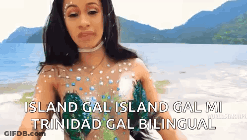 Woman In Mermaid Costume On Beach GIF