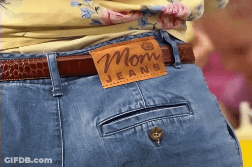 Woman In Mom Jeans With Brown Belt GIF