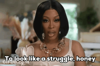 Woman In Necklace And White Tank Top Says To Look Like A Struggle Honey GIF