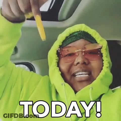 Woman In Neon Green Hoodie Holding French Fry GIF
