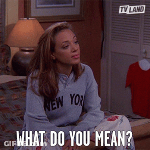 Woman In New York Sweatshirt Asking What Do You Mean GIF