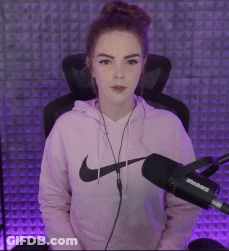 Woman In Nike Hoodie At Microphone GIF