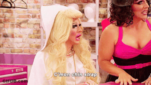 Woman In Nun Costume Says Chin Strap GIF