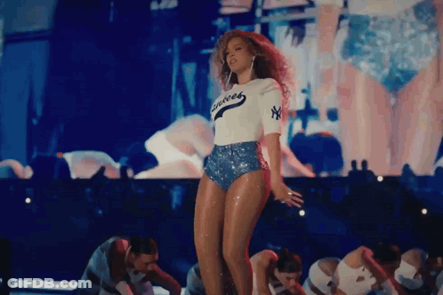Woman In NY Yankees Shirt Dancing On Stage GIF