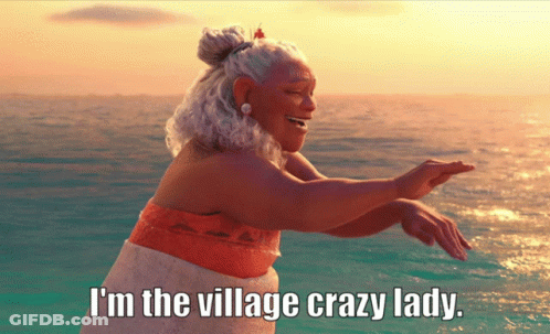Woman In Ocean Saying I'm The Village Crazy Lady GIF
