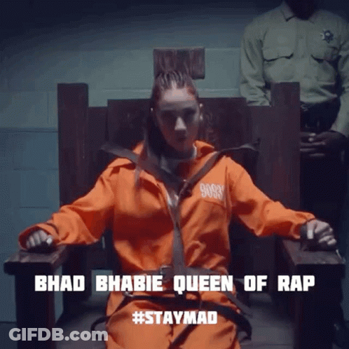 Woman In Orange Jumpsuit Sitting Bhad Bhabie Queen Of Rap GIF