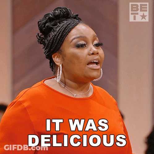 Woman In Orange Shirt Says It Was Delicious GIF