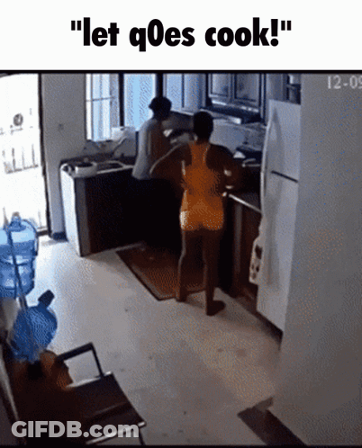 Woman In Orange Tank Top Saying Let's Go Cook GIF