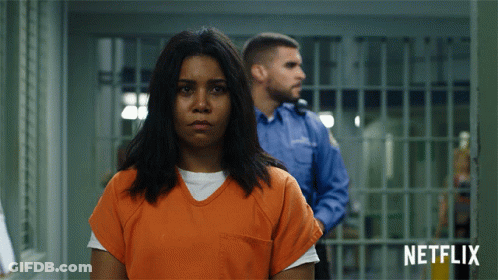 Woman In Orange Uniform Jail Cell Netflix Logo GIF