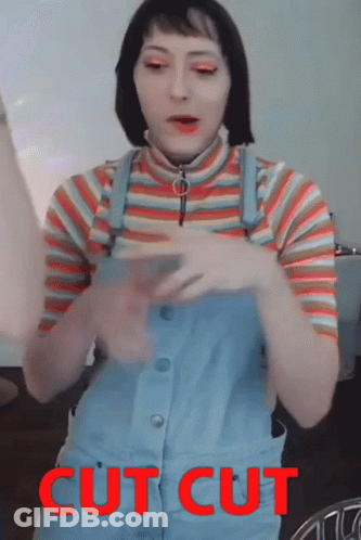 Woman In Overalls And Striped Shirt Cut Cut GIF