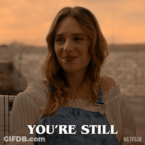 Woman In Overalls Says You're Still On A Netflix Ad GIF
