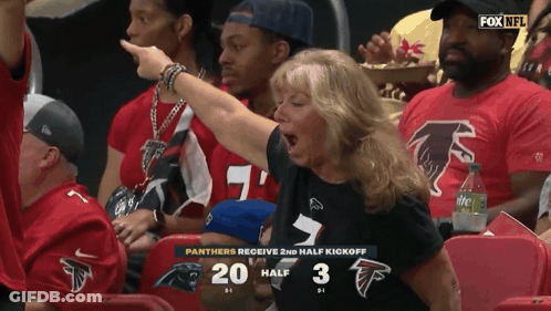 Woman In Panthers Shirt Screaming In Stands GIF