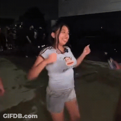 Woman In Paul Frank Shirt Dancing GIF